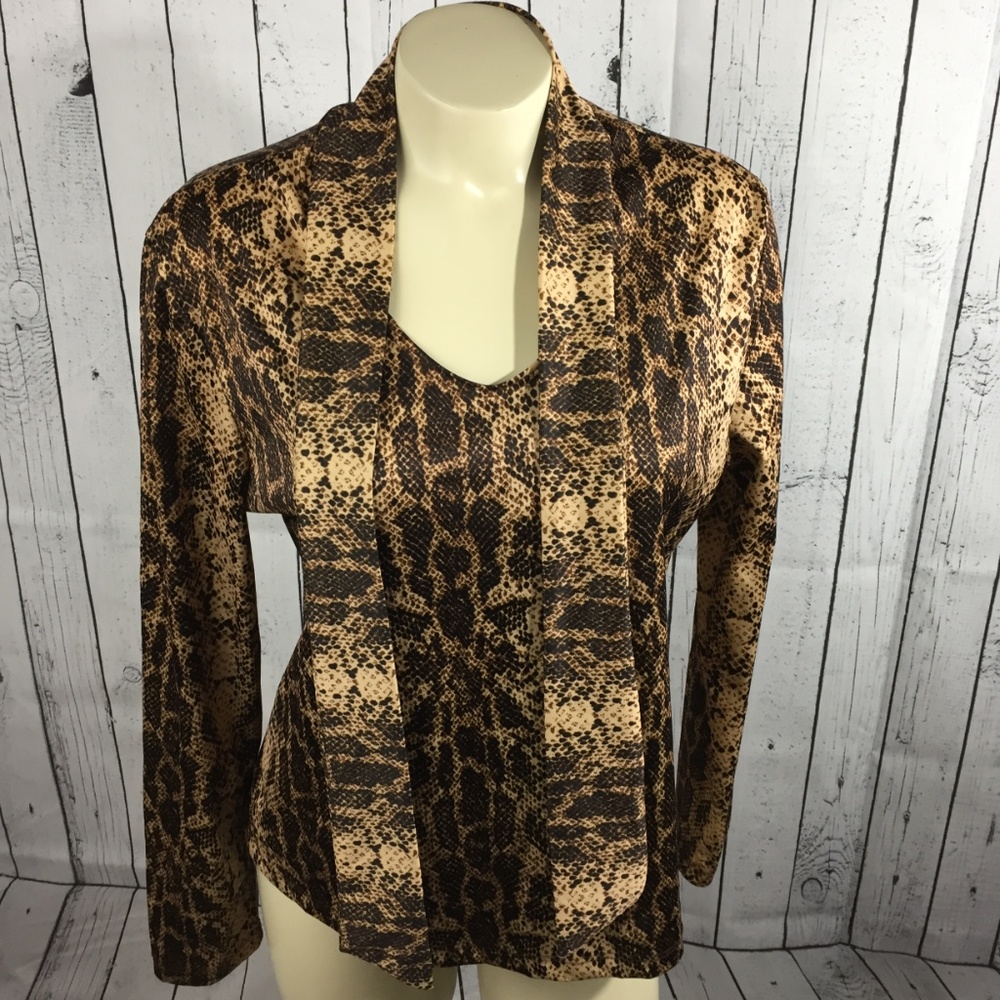 Vintage Bella Mode Snake Skin Long Sleeve Top Made in USA fits medium